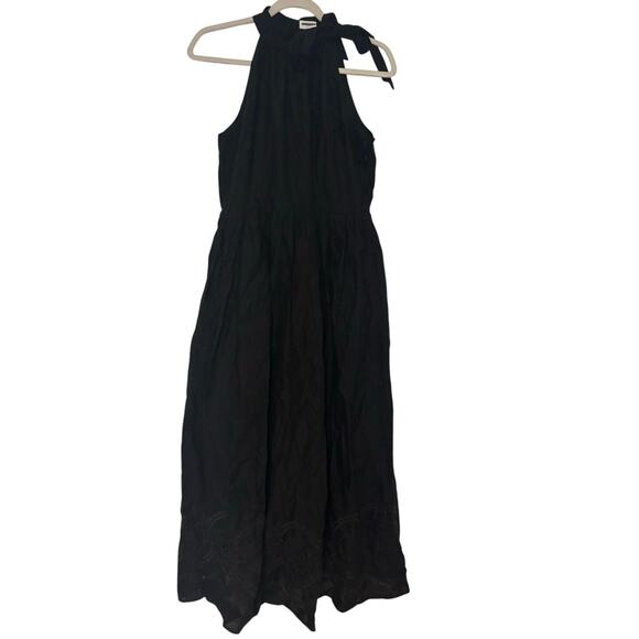 NWT J.Crew Tie Neck Midi Dress With Eyelet Dress Black Size 10 - Picture 4 of 10